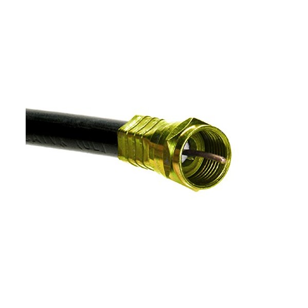 18' FT Quad RG6 Coaxial Cable Black with Gold F-Connectors