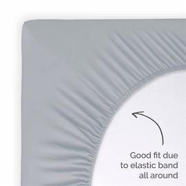 Walra Fitted Sheet 90 x 200 cm, 100% Cotton Fitted Sheet, Perfect Mattress Fit, Soft Feel, Wrinkle and Iron Free, Light Grey