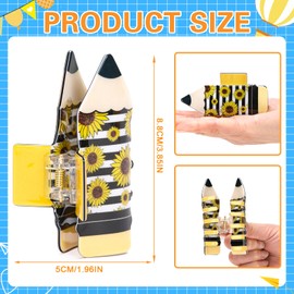 kaiolbly 4Pcs Pencil Hair Clips Back to School Hair Accessories for Women Fun Sunflower Leopard Stripe Hair Claw Clips Non Slip Hairpin for Thick Thin Hair School Opens Season Teachers Outfit Decor