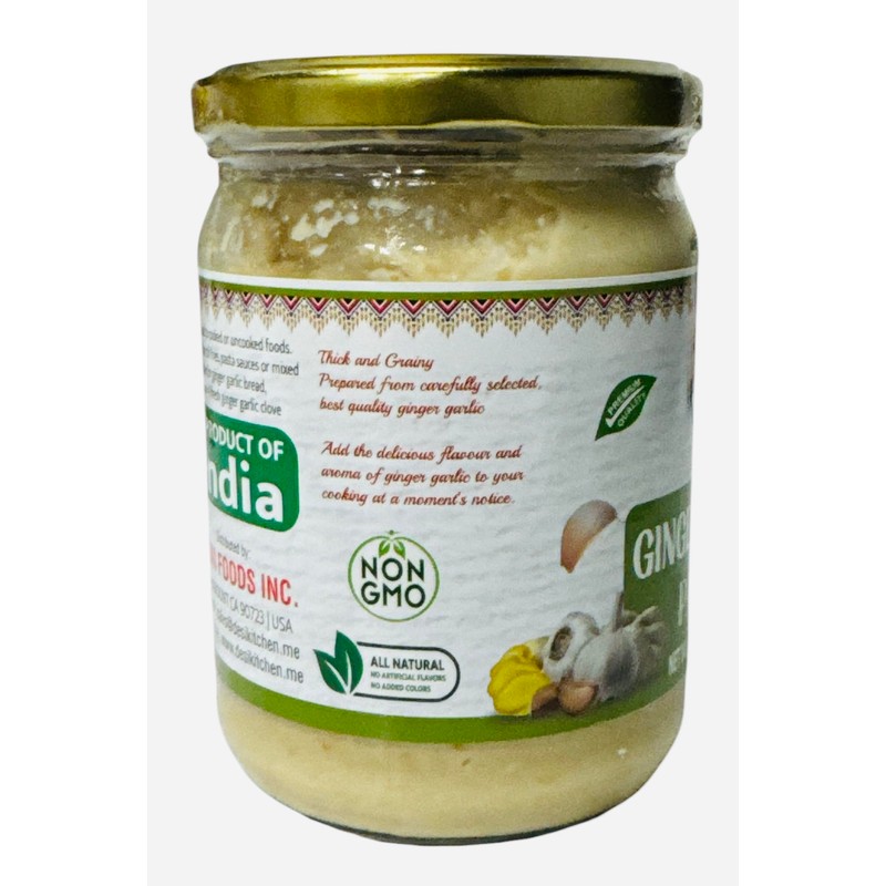 Desi Kitchen Ginger-Garlic Paste 500g (17.63oz) ~ All natural, NON-GMO,