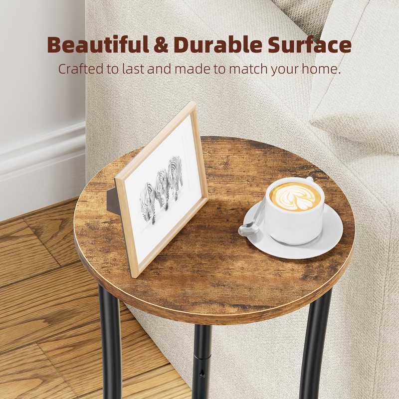 Simple Trending Round Side Table, 2 Tiers End Table for