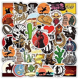 West Cowboy Stickers |50 Pcs West Cowboy Waterproof Vinyl Decals for Helmet Water Bottles Bicycle Laptop Refrigerator Luggage Computer Mobile Phone Skateboard Bike Décor