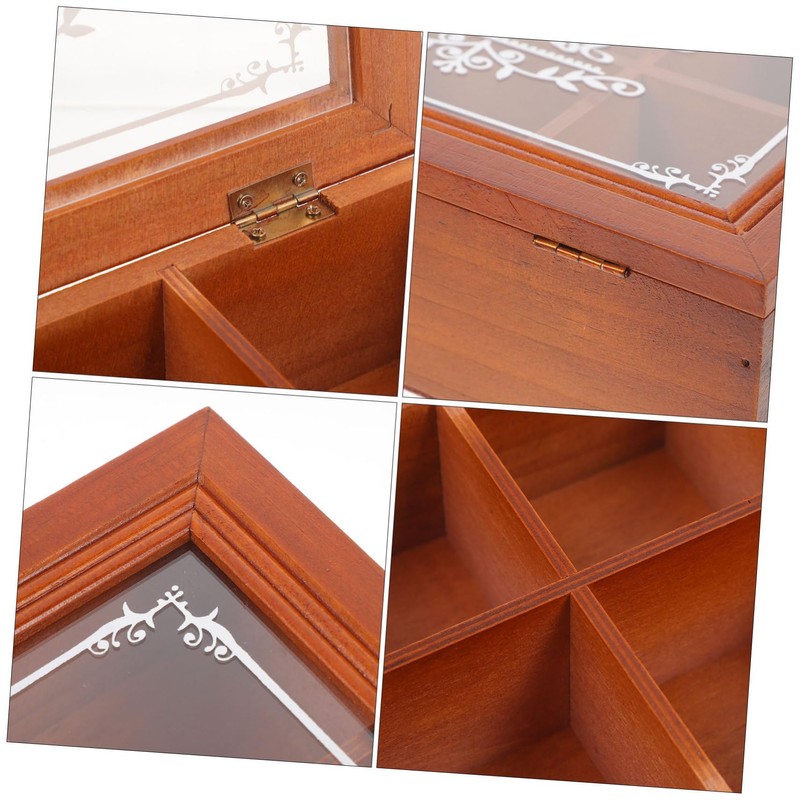 ABOOFAN Wooden Tea Bag Organizer with Compartments Stylish Storage Box