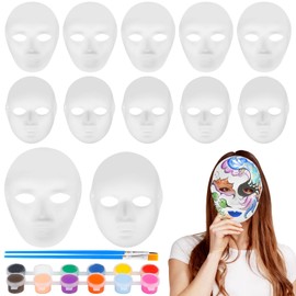 Fonyet White Paper Mask Pack of 12 Masks for Painting Children Adults DIY White Mask for Carnival, Cosplay, Masquerade Ball, Party Decoration