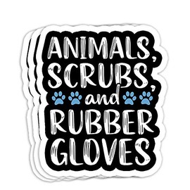 Veterinary Assistant Cute Vet Tech Animal Lover Women Gift Decorations - 4x3 Vinyl Stickers, Laptop Decal, Water Bottle Sticker (Set of 3)