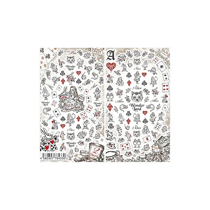 New Arrival Nail Pro Nail Sticker Alice in Wonderland Monochrome