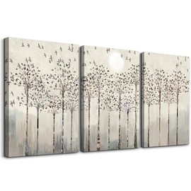 trees and birds Abstract Paintings Canvas Prints Wall Art for Bedroom Bathroom Wall Decor office Artworks Pictures Wall Decorations for Living Room,3 Piece Sunrise and sunset Modern Home Decoration