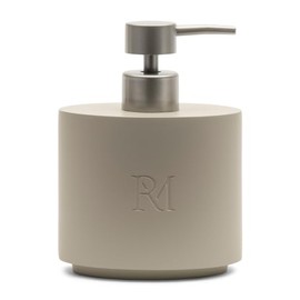 Riviera Maison RM Monogram Soap Dispenser - Soap Dispenser - for Bathroom and Kitchen - Polyresin - Flax - (L x W x H) 11 x 7 x 15 cm