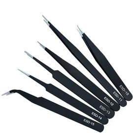 DEVENTORZ Precision Tweezers, Set of 6, Stainless Steel, Extra Fine Tweezers, Bend Tweezers, Gardening Tweezers, Magnetic, Anti-corrosion, Rustproof, Acid-resistant, Multi-functional, DIY Crafts,
