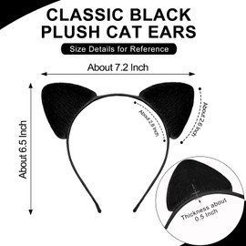 TUTKIMUS 2 Pack Black Cat Ears Headband, Soft Furry Cat Ear for Women Boys & Girls, Cosplay Party Role Play Cats Costume Accessories