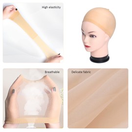 1 Wrinkle Bald Head Cover and 1 Skin Tone Hair Net, Cosplay, Masquerade Props, Stage Performance Props, Fake Scalp Props