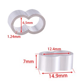 TIOMIOSEA Pack of 70 Rope Clamps, Rubber Rope, M6 Press Clamps, Double Sleeves, Clamp Sleeves, Choke Clamps, Aluminium Crimping Loop for Expander Rope, Tarpaulin Rope, Wire Rope (6.5 x 7 mm)