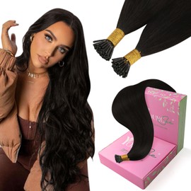 YoungSee I Tip Hair Extensions Human Hair Dark Brown 60s/50g I Tip Extensions Brown I Tips Human Hair Extensions Darkest Brown 18 Inch Remy I Tip Hair Extensions Add Hair Volume and Length