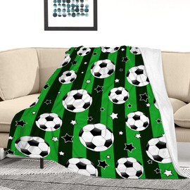 Soccer Blanket Gifts for Boys Ultra Soft Flannel Throw Blanket Warm Lightweight Blankets Soccer Lover Gifts for Kids Teens Adults 50"X40"