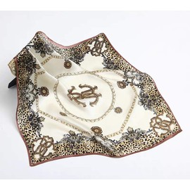 ANDANTINO 100% Small Square Pure Mulberry Silk Scarf -21'' x 21''- Breathable Lightweight Neckerchief -Digital Printed Scarf (Beige Leopard)