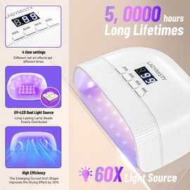 LadyMisty UV Nail Lamp - Fast Drying, UV Light for Gel Nails with 30 Dual Lamp Beads, 4 Timer, LCD Display, Energy Efficient LED Nail Light for Home & Salon