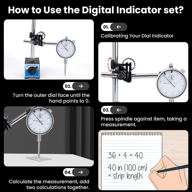 Dial Indicator with Magnetic Base and Point Precision Inspection Set,