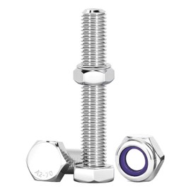 Drenky M10 Stainless Steel Hex Bolts and Lock Nuts - 60mm Machine Screws and Nut Set for Machinery, Furniture, Car, Bike, Ship, 3D Printing - 10 Pcs