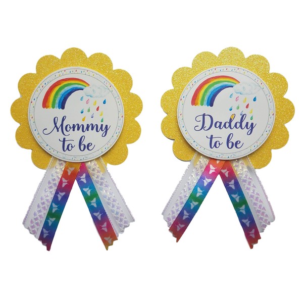 Mommy to Be & Daddy to Be Pin Rainbow Baby Shower Pin for parents to wear, It's a Girl, It's a Boy Baby Sprinkle