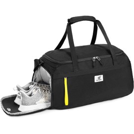 SKYSPER 35L Sports Bag with Shoe Compartment & Wet Compartment Small Travel Bag Men and Women Weekender Training Bag Gym Bag, black