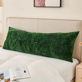 SOCHOW Body Pillow Cover 21x54 Inches, Super Soft and Cozy Leaves Textured Fleece Long Body Pillowcase with Zipper Closure,1 Pack, Olive Green