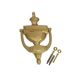 QCAA Solid Brass Door Knocker, Victorian Rope Type, 7-3/8", Polished Brass, 1 Pack, Made in Taiwan