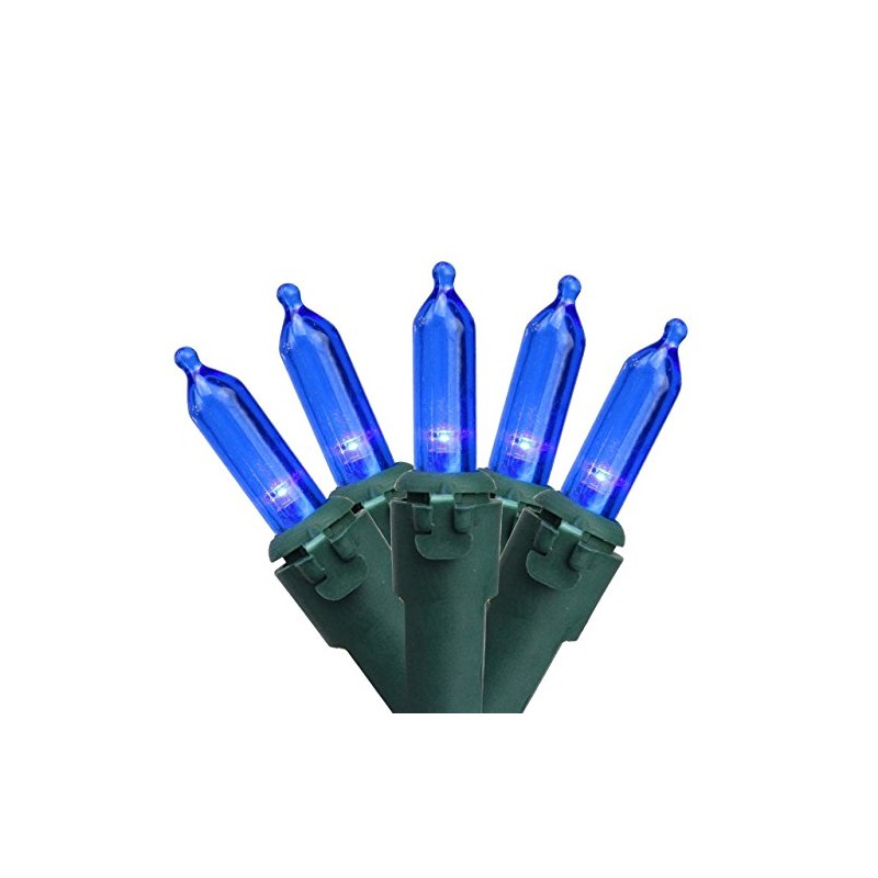 Holiday Time 50 Count Blue Mini LED Lights on Green