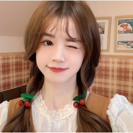 Hair Clips, Cherry Barrettes Hairpins for Party Daily, Set of 3 Lovely Handmade Headwear, Hair Accessories for Women Girls Kids Children