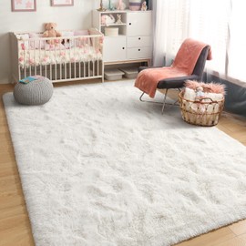 BENRON Cream White Rug for Living Room Rug 5x8 Area Rugs Fluffy Bedroom Rug Non-Slipping Kids Nursery Girls Room Washable Rug for Dorm Dining Kitchen Carpets Home Decor