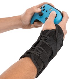 BraceAbility Gaming Wrist Brace - Video Game Support Guard for Console, Laptop, or PC Computer Keyboard and Mouse Gamer with Repetitive Strain Injury (RSI) Pain or Carpal Tunnel Syndrome (Left Hand)