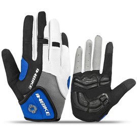 INBIKE Touch Screen Bike Gloves Full Finger Gel Padded Mountain Bike Gloves for Men Blue Medium