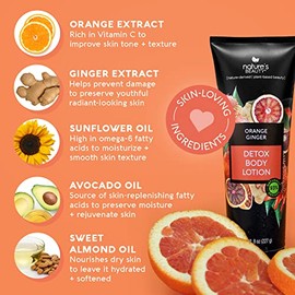 Nature's Beauty Pack Múltiple De Loción Corporal Desintoxicante De Naranja Y Jengibre: Hidratante Ligera Y No Grasa Que Mejora El Tono Y La Textura De