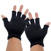 2 x Pairs Adults Black Fingerless Gripper Gloves - One
