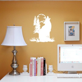 NBFU Wolf Tree Forest 1 (White) (Set Of 2) Premium Waterproof Vinyl Decal Stickers For Laptop Phone Accessory Helmet Car Window Bumper Mug Tuber Cup Door Wall Decoration