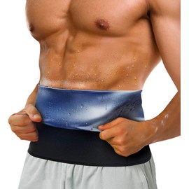 LODAY Waist Trimmer for Men Stomach Trainer Sweat Workout Shaper,Neoprene-Free Slimming Sauna Belt (Blue, X-Large)