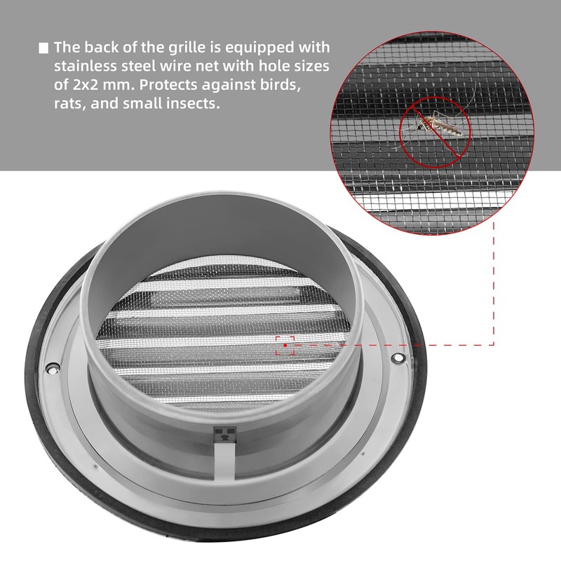WeCooper 304 5-Inch Stainless Steel Air Vent 125mm, Round Bull