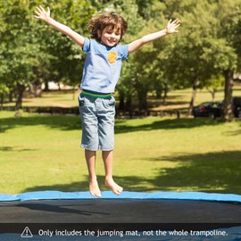 GYMAX Trampoline Mat, 8FT/10FT/12FT/14FT/15FT/16FT Trampoline Accessories Replacement Mat with 42/54/72/80/96/108 V-Rings & 8 Row Stitch, Using 5-7” Springs, Anti-UV Wear-Resistant Jumping Mat (12FT)