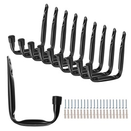HARFINGTON 10pcs J Shaped Garage Storage Hooks 4.5" x3.5" Metal Anti-Rust J Utility Hangers Wall Ceiling Hooks for Hanging Bicycle Cords Garden Tools, Black