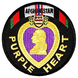 Purple Heart Afghanistan Round Patch - Color - Veteran Owned Business.