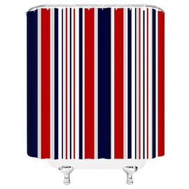 VPUPCN Navy Blue Red White Shower Curtain Abstract Geometric Stripes Modern Contemporary Simple Fashion Lines Nautical Classic Creative Polyester Curtains Bathroom Decor with Hooks 70" Wx70 H