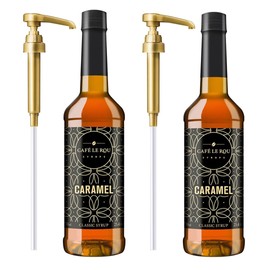 NEW Café Le Rou Caramel Coffee Syrup 25.4 oz Cafe Syrup (Caramel, 2-pack)*Includes 2 Coffee Syrup Dispensers*Flavoring Syrup for Coffee, Tea and Espresso