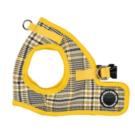 Puppia Lucas Dog Vest Harness B (Step-in) Fashionable Checkered Pattern Spring Summer Harness for Small and Medium Dogs, Yellow, X-Large