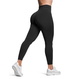 Olmlmt Workout Leggings for Women Butt Lifting Crossover High Waisted Buttery Soft Gym Workout Yoga Pants(O321-Black-M)