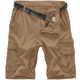 Jessie Kidden Men's Cargo Hiking Shorts Outdoor Lightweight Quick-Dry Tactical Walking Climbing Fishing Short with Zipper Pockets #6222-Dusty Brown-32