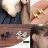 Screw Flat Back Black Lightning Bolt Stud Earrings for Women
