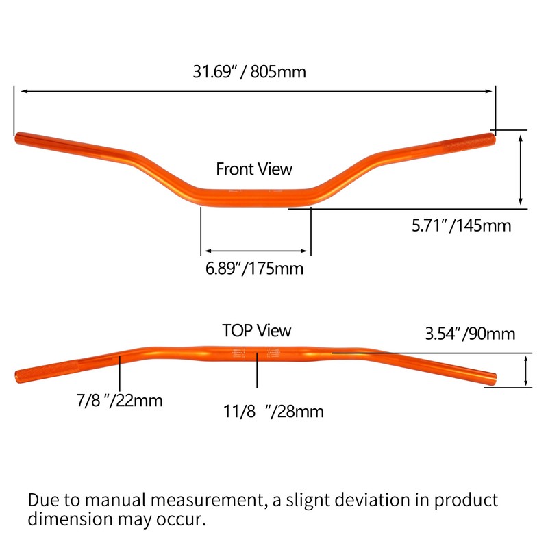 RUTU 28mm 1-1/8"Fat Handlebars Motorcycle Handle Bars for Dirt Pit