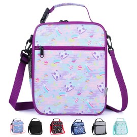 Maidyna Kids Lunch Bag, Reusable Lunch Bag with Adjustable Strap, Insulated Picnic Bag for Adults at Work, Children at School (Purple Panda)