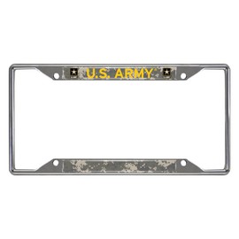 FANMATS 15688 U.S. Army Chrome Metal License Plate Frame, Stainless Steel, 6.25in x 12.25in