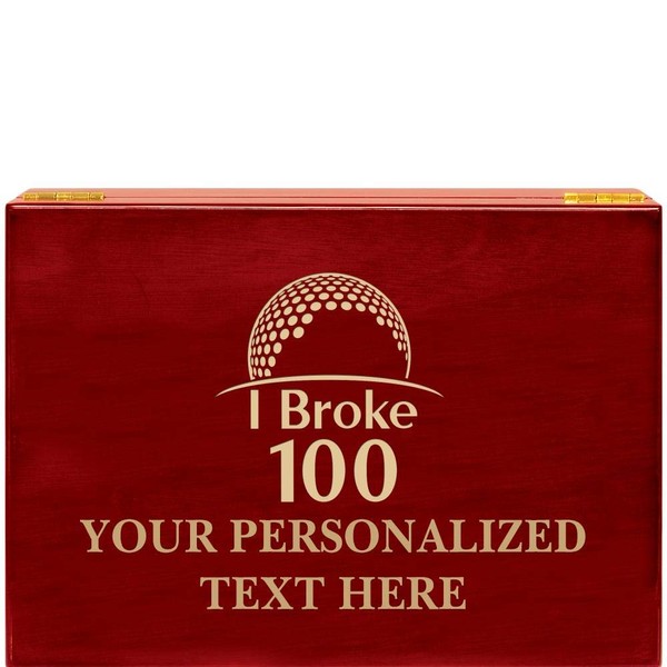Crown Awards Golf I Broke 100 Rosewood Humidor Gift, Customize