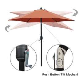Sunnyglade 7.5' Patio Umbrella Outdoor Table Market Umbrella with Push Button Tilt/Crank, 6 Ribs (Orange)